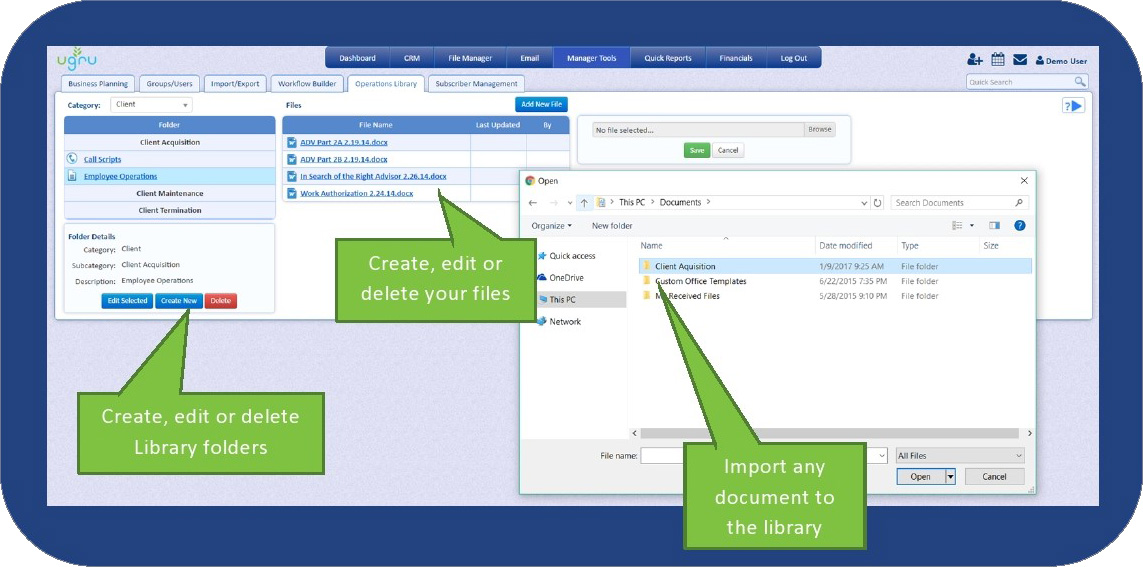 crm software with operations library