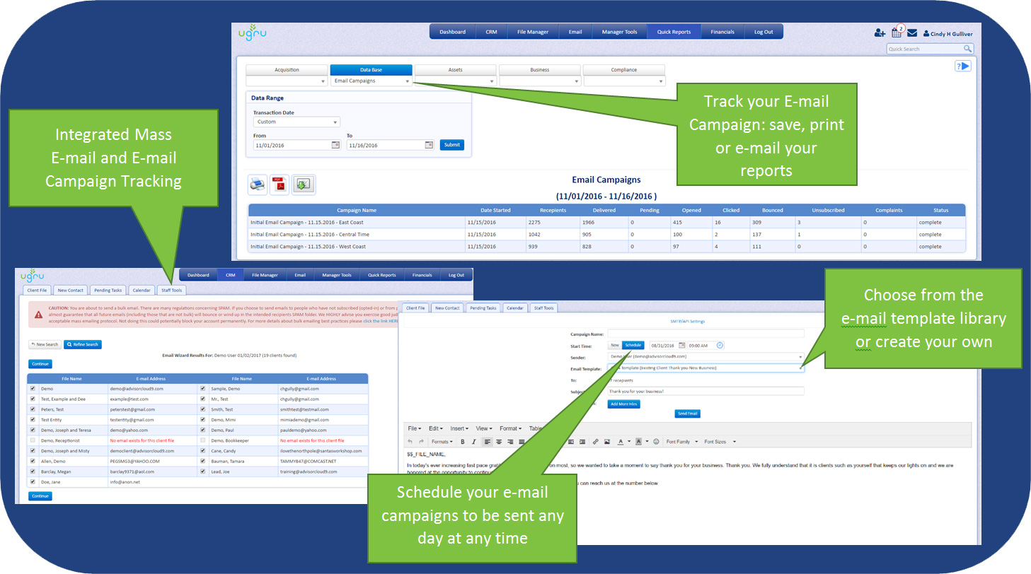 UGRU CRM For Financial Advisors Mass email