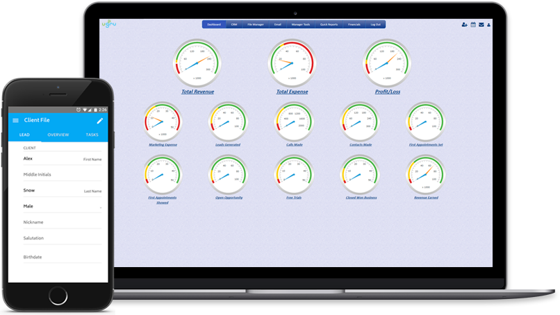 UGRU CRM for Financial Planners & Advisors on web and mobile devices